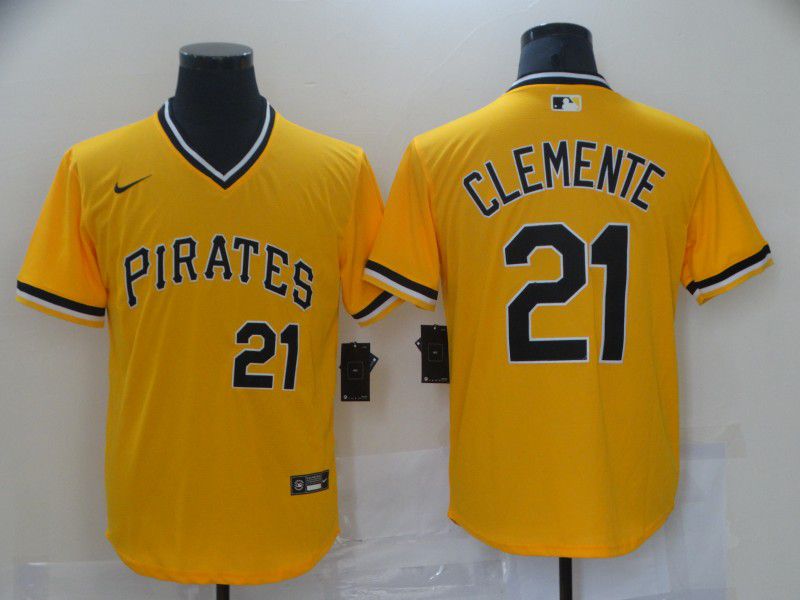 Men Pittsburgh Pirates #21 Clemente Yellow Nike Game 2021 MLB Jerseys->chicago cubs->MLB Jersey